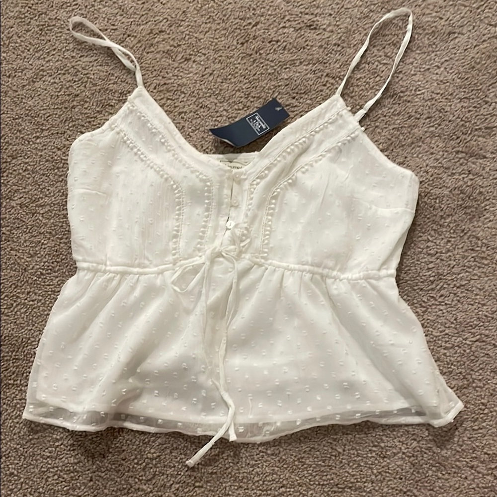 Abercrombie & Fitch White Babydoll Crop Tank